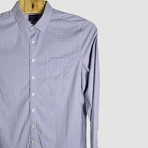 UNTUCKit Tall Regular X-Large Mens Blue Gingham Dress Shirt Button Down Casual